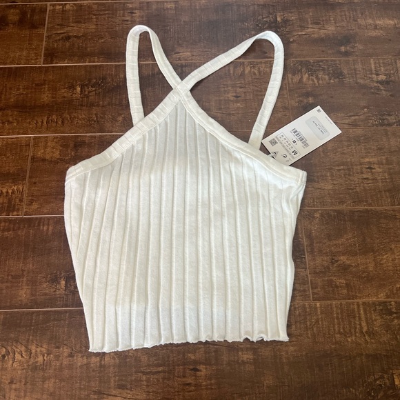 zara white ribbed halter top - Picture 2 of 3